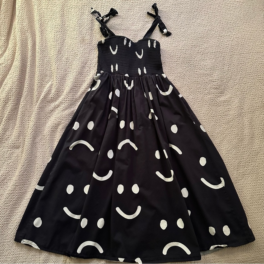 Lazy Oaf happy sad shoulder tie dress